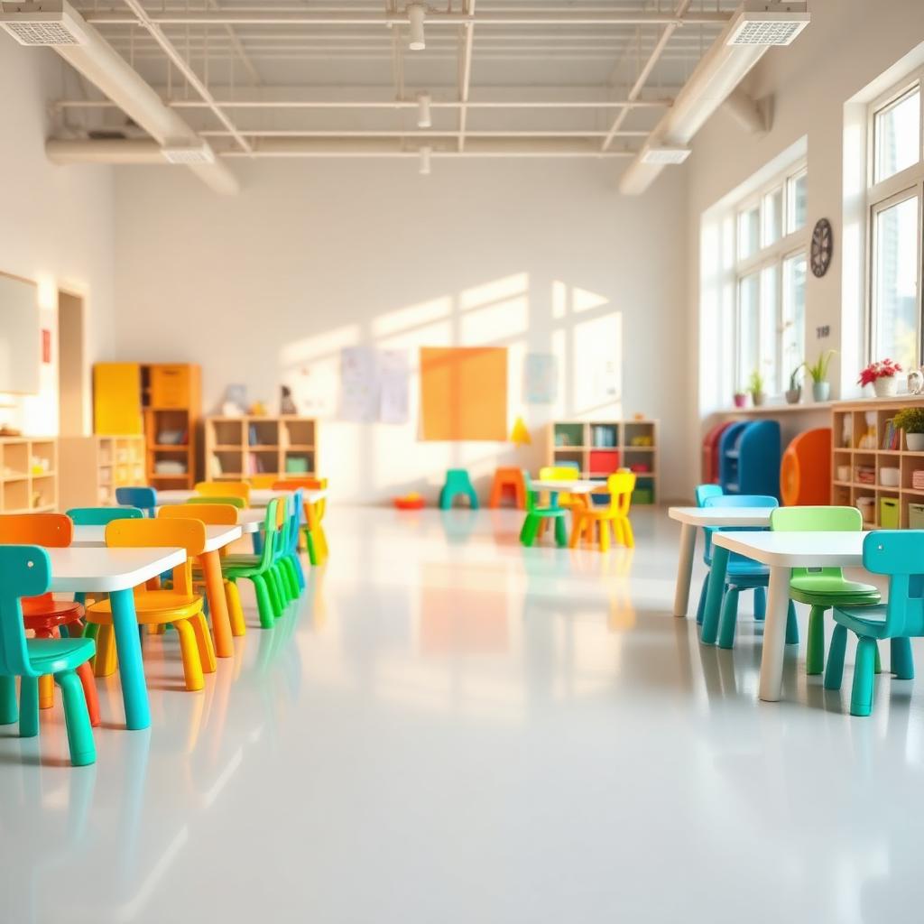 Freshly cleaned bright preschool classroom
