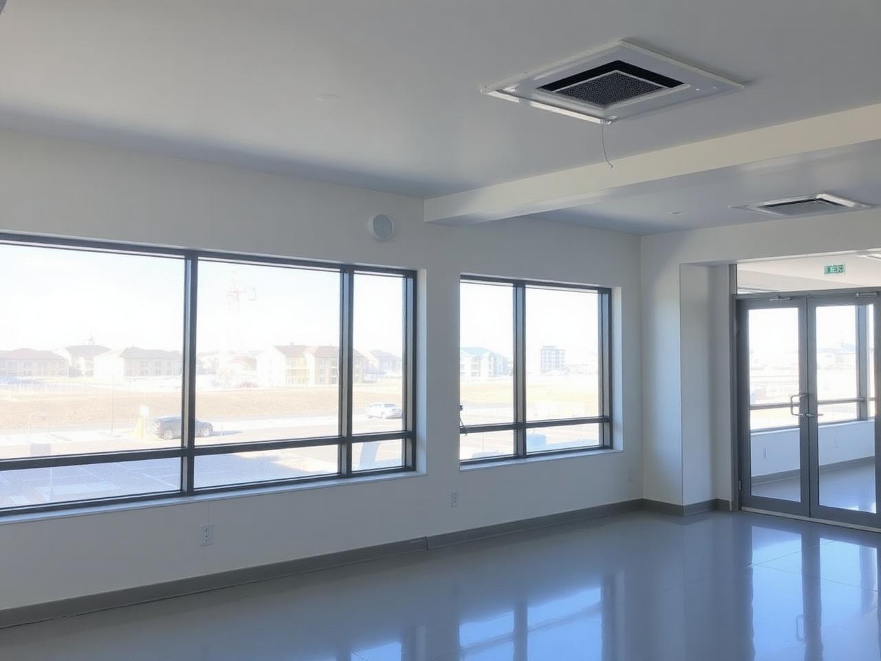 Newly finished commercial interior after final construction cleaning