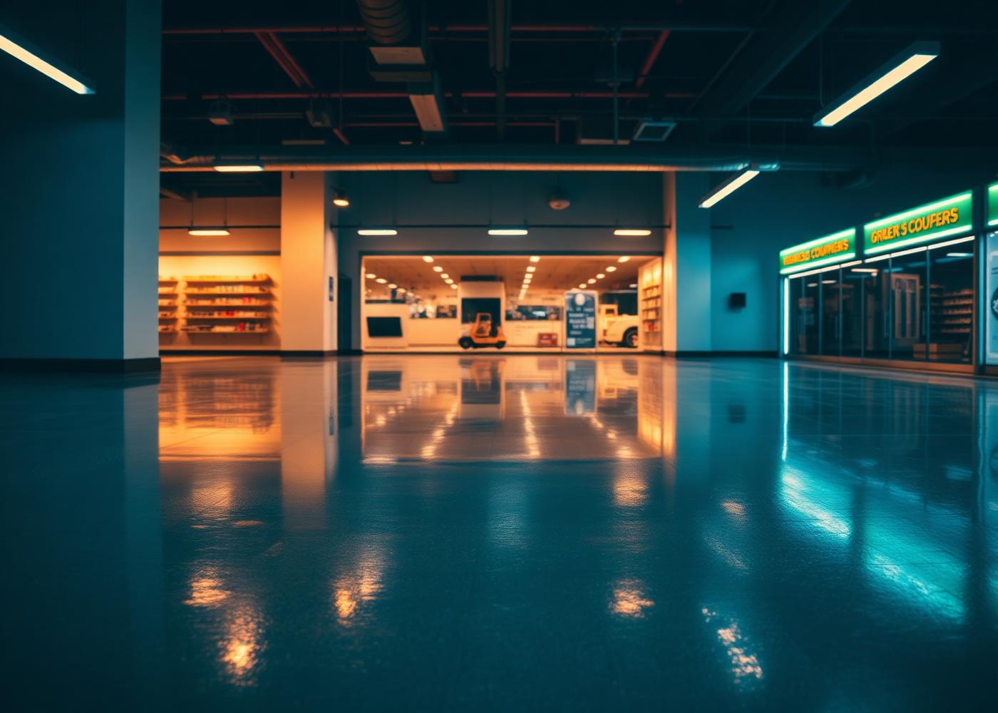 Freshly waxed glossy floor